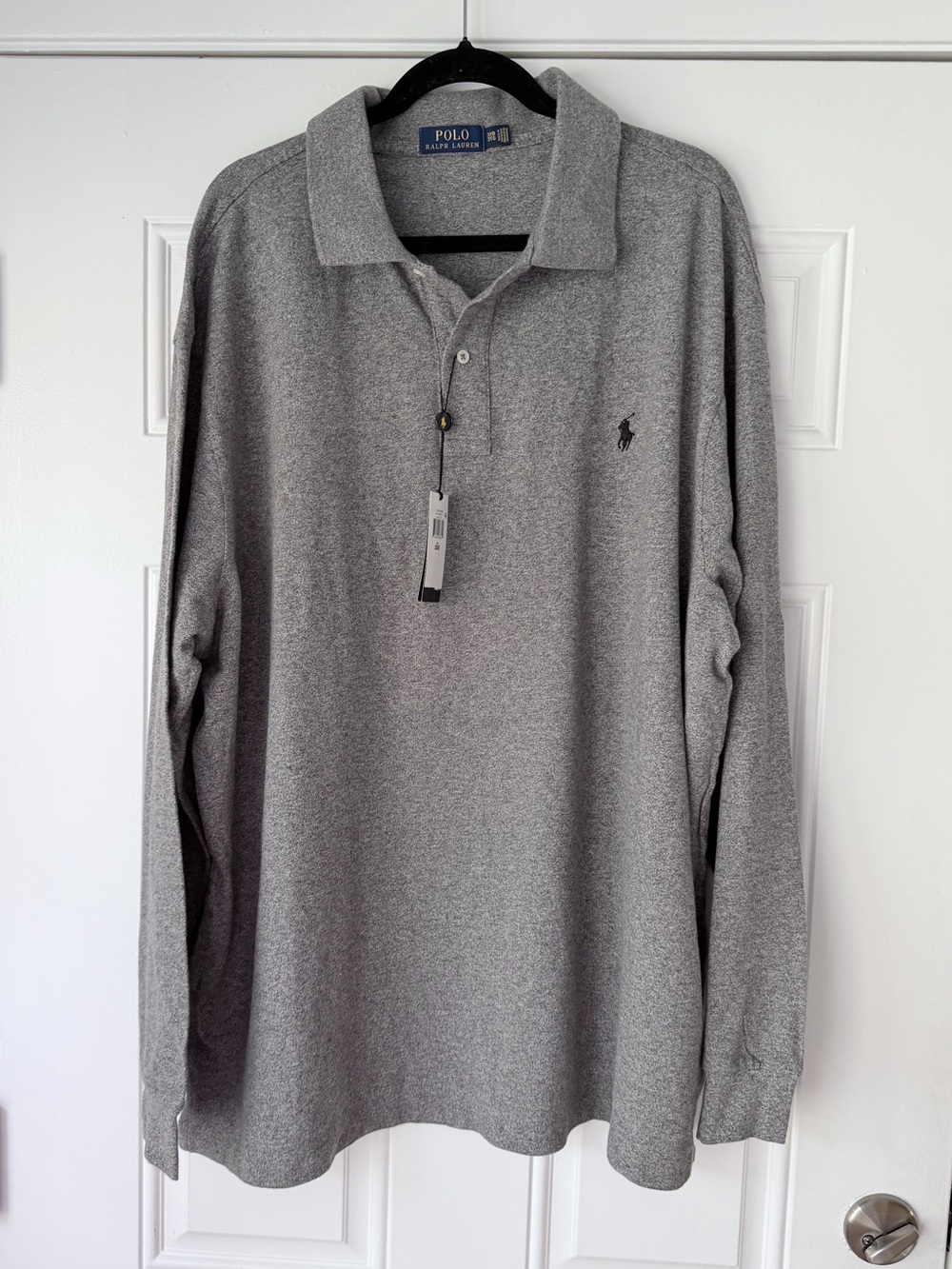 NWT POLO RALPH LAUREN SIZE 3XB MEN’s‎ soft cotton long sleeve polo shirt grey
